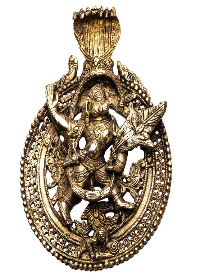 Plus Value Sankat Mochan Bahubali Hanuman Yantra Pure Brass Idol Vastu Remedies Products for South, SW Facing Main Door Home, Office, Shop, Business Entrance Decor Gifting (Size 8 x 6.5 Inches) - Image 1
